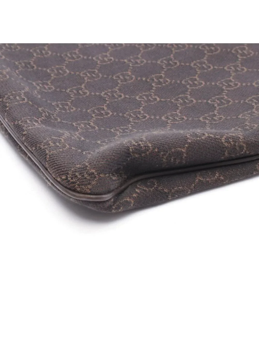 Gucci Shoulder Bag GG Pattern Dark Brown Canvas Leather